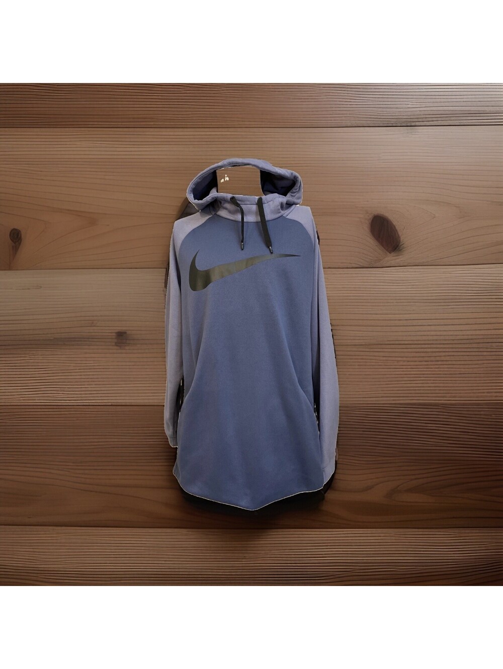 Nike Swoosh Dri Fit XL Gray Blue Hooded Pull-Over Sweatshirt